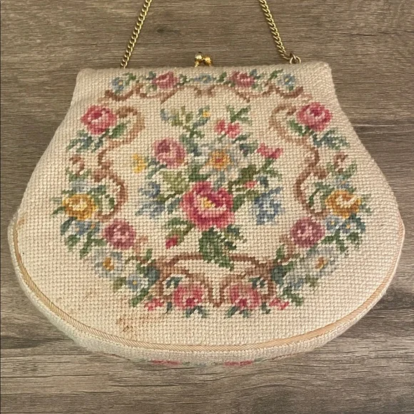 Vintage Floral Needlepoint Purse - Picture 7 of 12